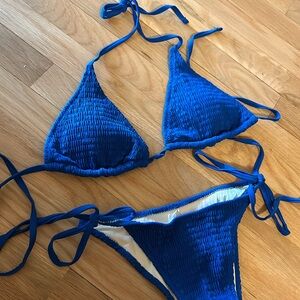 Blue Ribbed Bikini